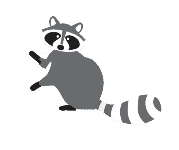 Skedaddle critter control franchise cute raccoon logo.